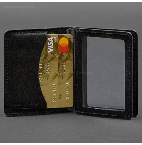 Кожаная обложка для прав или id-паспорта 2.0 (черная)