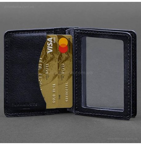 Шкіряна обкладинка для прав або id-паспорта 2.0 (темно-синя)