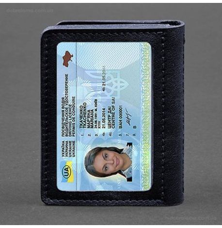 Шкіряна обкладинка для прав або id-паспорта 2.0 (темно-синя)
