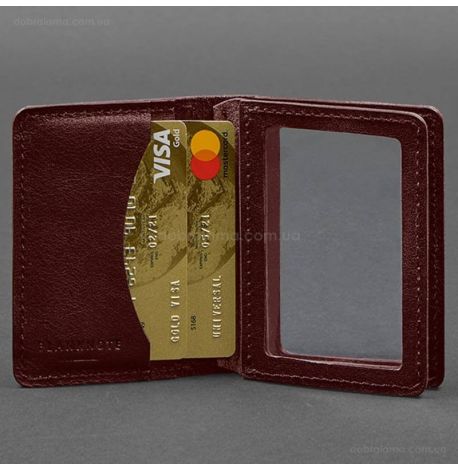 Шкіряна обкладинка для прав або id-паспорта 2.0 (бордова)