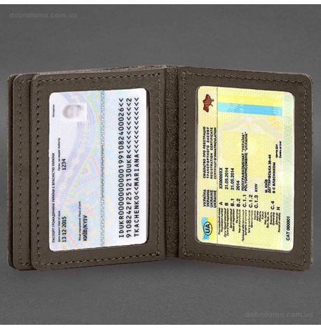 Шкіряна обкладинка для прав, id-паспорта та карток 2.1 (темно-бежева)