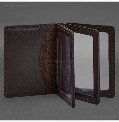 Кожаная обложка для прав, id-паспорта и карточек 2.1 (темно-коричневая)