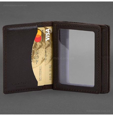 Кожаная обложка для прав, id-паспорта и карточек 2.1 (темно-коричневая)