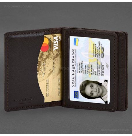 Кожаная обложка для прав, id-паспорта и карточек 2.1 (темно-коричневая)