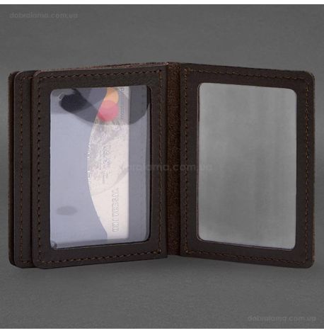 Кожаная обложка для прав, id-паспорта и карточек 2.1 (темно-коричневая)