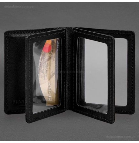 Шкіряна обкладинка для прав, id-паспорта та карток 2.1 (чорна)