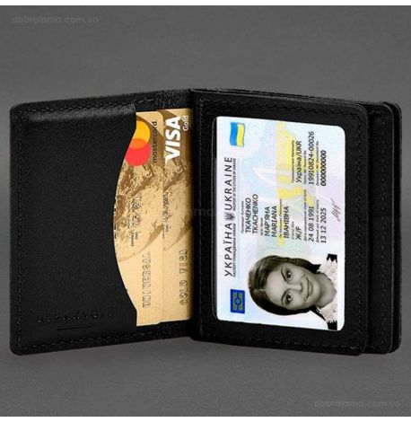 Шкіряна обкладинка для прав, id-паспорта та карток 2.1 (чорна)