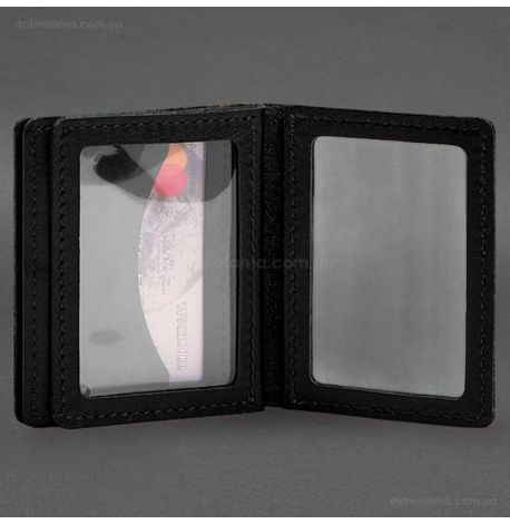 Шкіряна обкладинка для прав, id-паспорта та карток 2.1 (чорна)