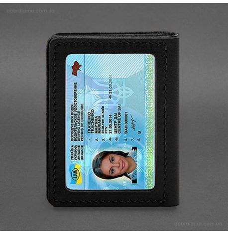 Шкіряна обкладинка для прав, id-паспорта та карток 2.1 (чорна)