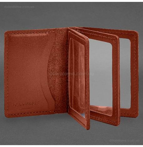 Шкіряна обкладинка для прав, id-паспорта та карток 2.1 (світло-коричнева)