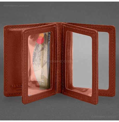 Шкіряна обкладинка для прав, id-паспорта та карток 2.1 (світло-коричнева)