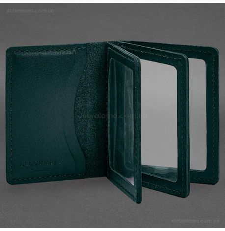 Кожаная обложка для прав, id-паспорта и карточек 2.1 (зеленая)