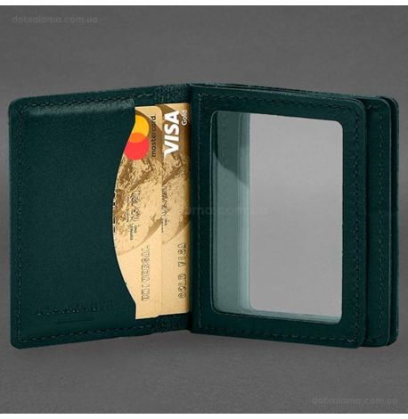 Кожаная обложка для прав, id-паспорта и карточек 2.1 (зеленая)