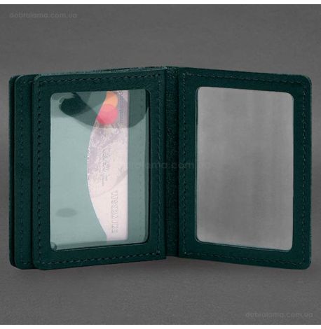 Кожаная обложка для прав, id-паспорта и карточек 2.1 (зеленая)