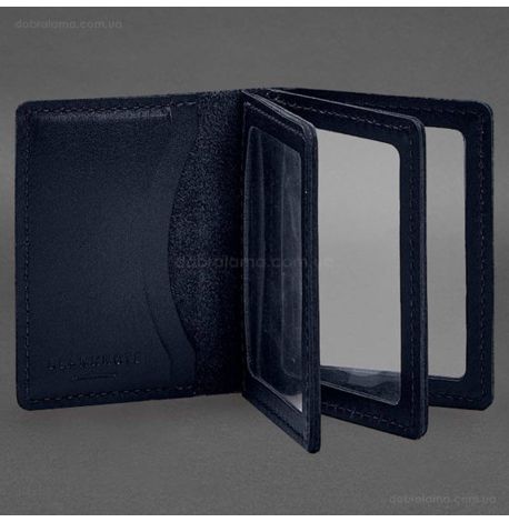 Шкіряна обкладинка для прав, id-паспорта та карток 2.1 (темно-синя)