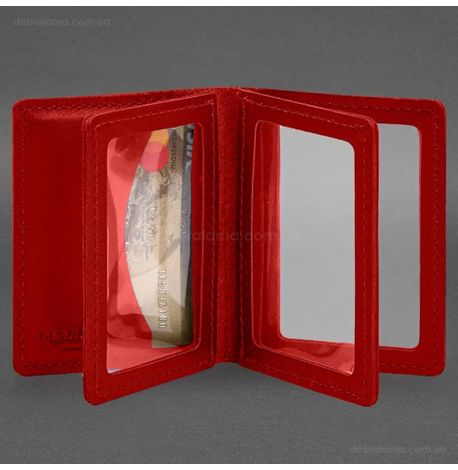 Шкіряна обкладинка для прав, id-паспорта та карток 2.1 (червона)