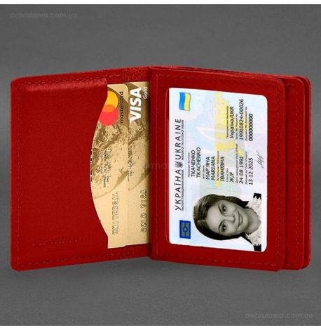 Шкіряна обкладинка для прав, id-паспорта та карток 2.1 (червона)