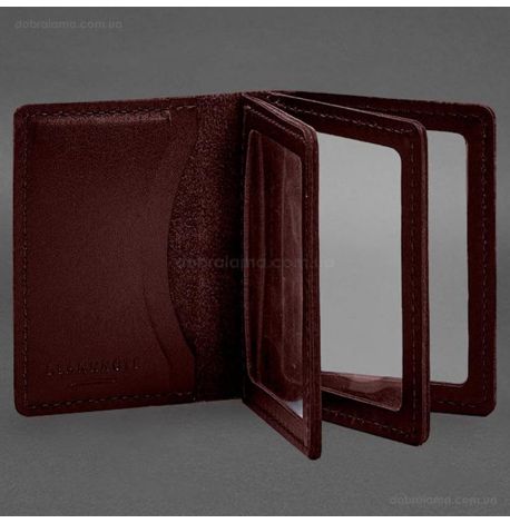 Кожаная обложка для прав, id-паспорта и карточек 2.1 (бордовая)
