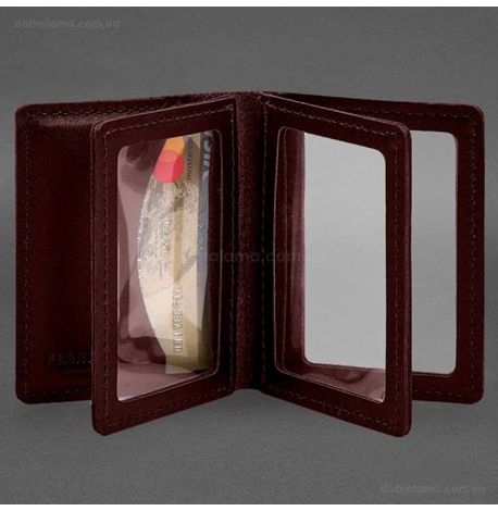 Кожаная обложка для прав, id-паспорта и карточек 2.1 (бордовая)