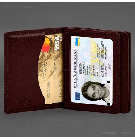 Кожаная обложка для прав, id-паспорта и карточек 2.1 (бордовая)