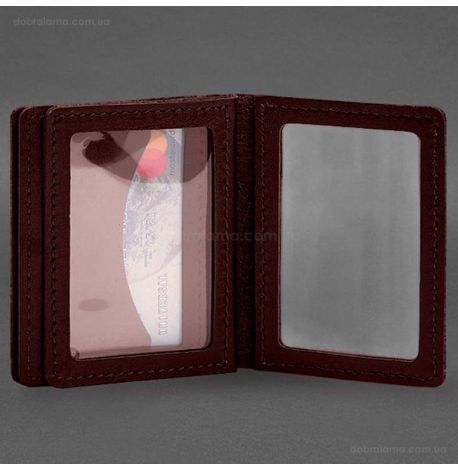 Кожаная обложка для прав, id-паспорта и карточек 2.1 (бордовая)