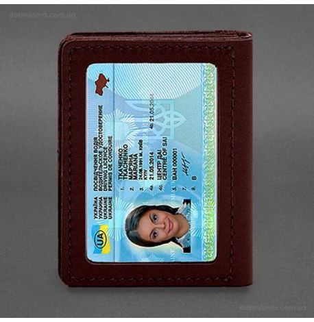 Кожаная обложка для прав, id-паспорта и карточек 2.1 (бордовая)