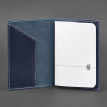 Шкіряна обкладинка для паспорта з гербом України (темно-синя)