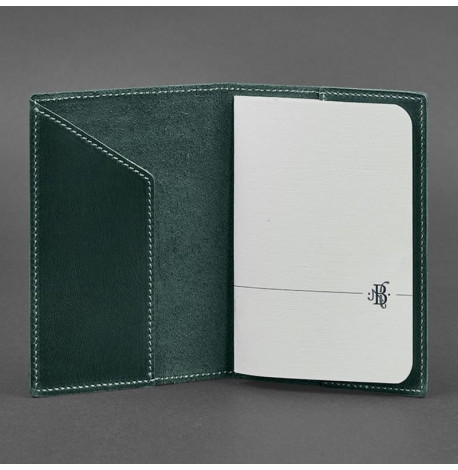 Шкіряна обкладинка для паспорта з гербом України (зелена)