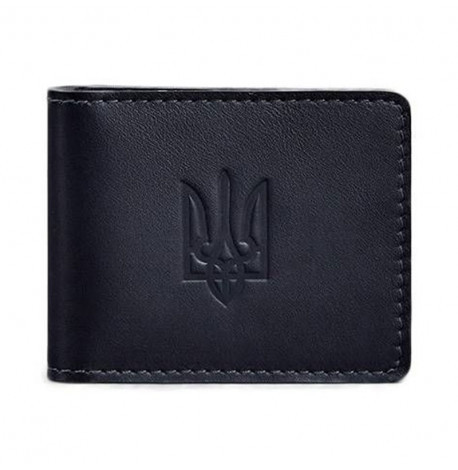 Шкіряна обкладинка для посвідчення з гербом України (темно-синя) шкіра Krast