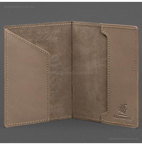 Шкіряна обкладинка для паспорта з гербом України (бежева)