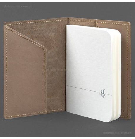 Шкіряна обкладинка для паспорта з гербом України (бежева)
