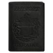 Шкіряна обкладинка для паспорта з гербом України (чорна)