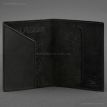 Шкіряна обкладинка для паспорта з гербом України (чорна)