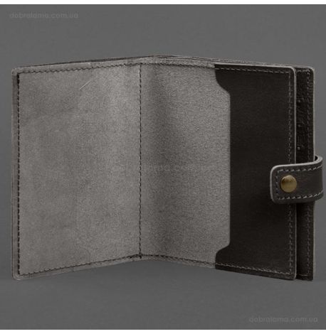 Шкіряна обкладинка-портмоне для паспорта з гербом України 25.1 (темно-коричнева)