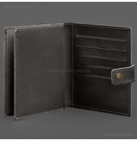 Шкіряна обкладинка-портмоне для паспорта з гербом України 25.1 (темно-коричнева)