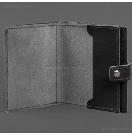 Кожаная обложка-портмоне для паспорта с гербом Украины 25.1 (черная)