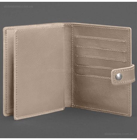 Шкіряна обкладинка-портмоне для паспорта з гербом України 25.1 (світло-бежева)