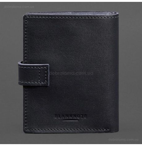 Кожаная обложка-портмоне для паспорта с гербом Украины 25.1 (темно-синяя)