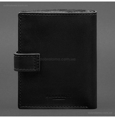 Кожаная обложка-портмоне для паспорта с гербом Украины 25.0 (черная), кожа Crazy Horse