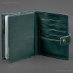 Шкіряна обкладинка-портмоне для паспорта з гербом України 25.0 (зелена)