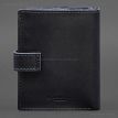 Шкіряна обкладинка-портмоне для паспорта з гербом України 25.0 (темно-синя)
