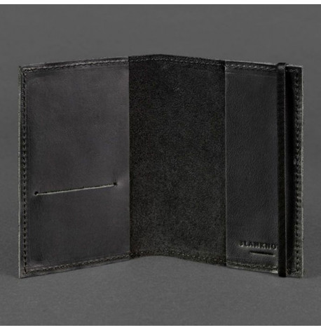 Обложка для паспорта из кожи 1.0 (черная) кожа crazy horse