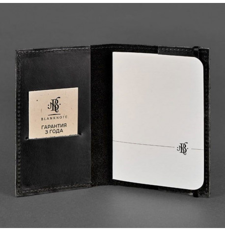 Обложка для паспорта из кожи 1.0 (черная) кожа crazy horse