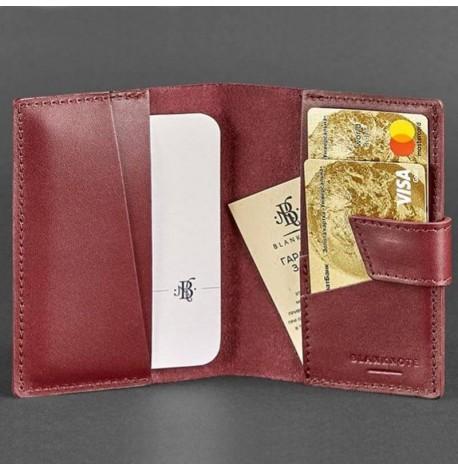 Обкладинка для паспорта зі шкіри 4.0 (бордова)