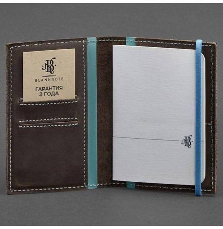 Шкіряна обкладинка для паспорта 2.0 (темно-коричневий з бірюзовим)