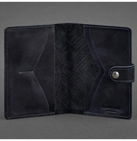 Обкладинка для паспорта зі шкіри 3.0 Інді (темно-синя)