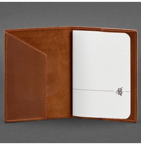 Кожаная обложка для паспорта с гербом Украины (светло-коричневая)