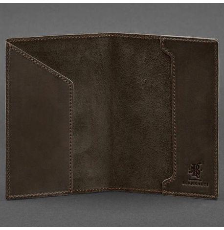 Шкіряна обкладинка для паспорта з гербом України (темно-коричнева)