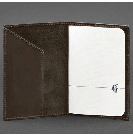 Шкіряна обкладинка для паспорта з гербом України (темно-коричнева)