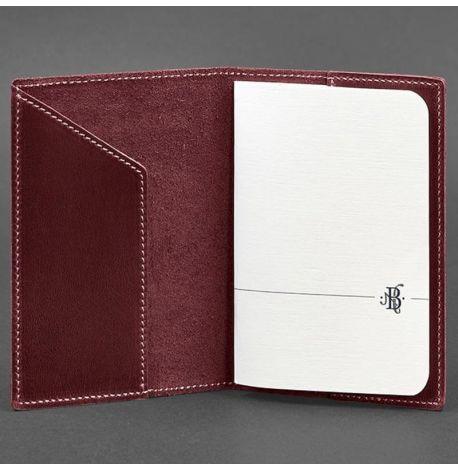 Кожаная обложка для паспорта с украинским гербом (бордовая) кожа Crazy Horse